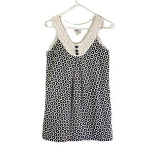 MILLY OF NEW YORK Size 2 Black White Embroidered Sleeveless Shift Dress